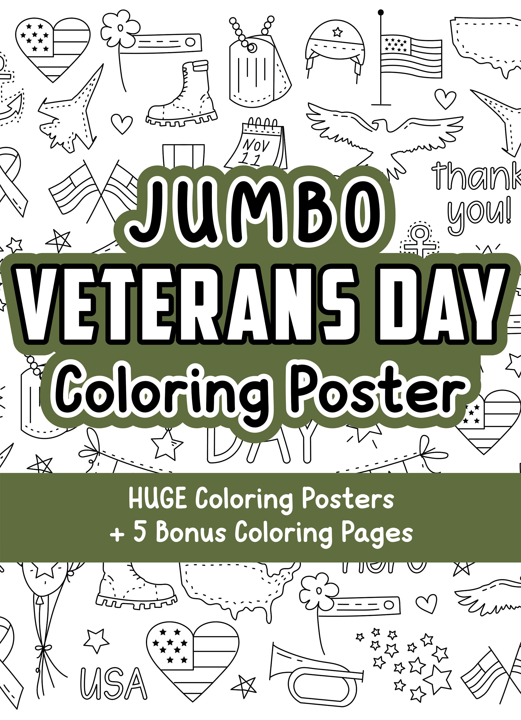 Jumbo veterans day coloring page coloring page banner military coloring pages large coloring poster for school veterans day thank you