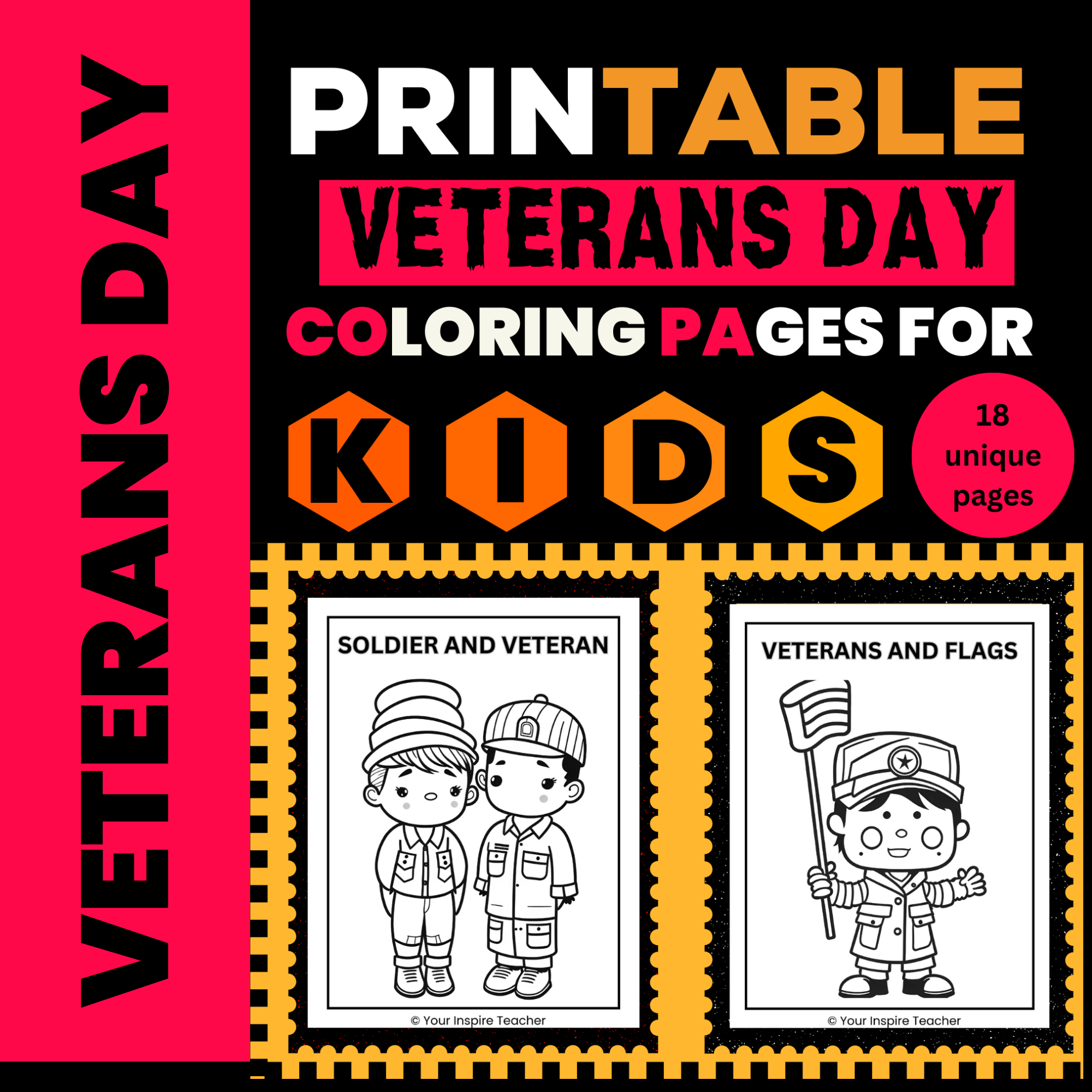 Cute and unique veterans day coloring pages for kids