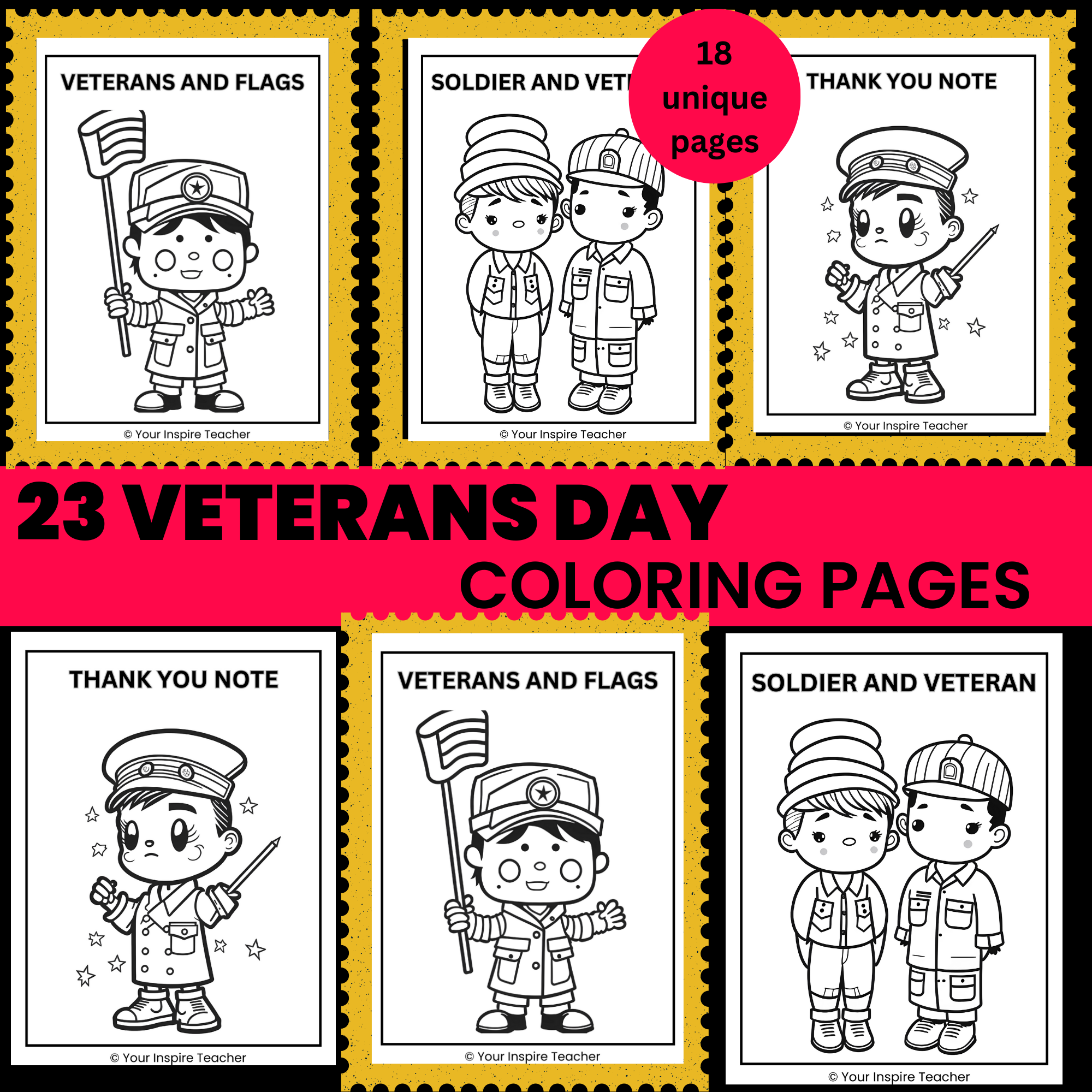 Cute and unique veterans day coloring pages for kids