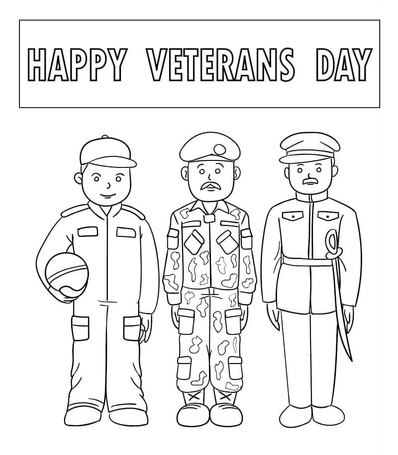 Happy veterans day coloring page