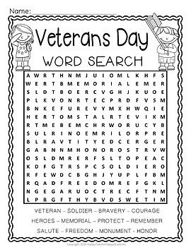 Veterans day word search activity veterans day writing acrostic coloring page veterans day activities veterans day coloring page veterans day