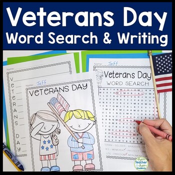 Veterans day word search activity veterans day writing acrostic coloring page
