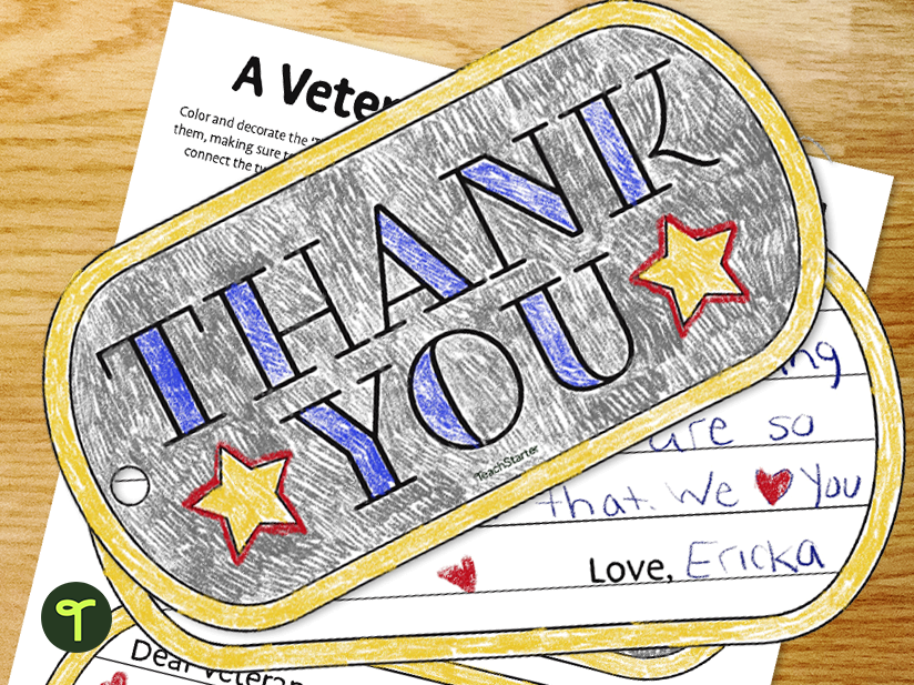 Printable dog tag veterans day card teach starter