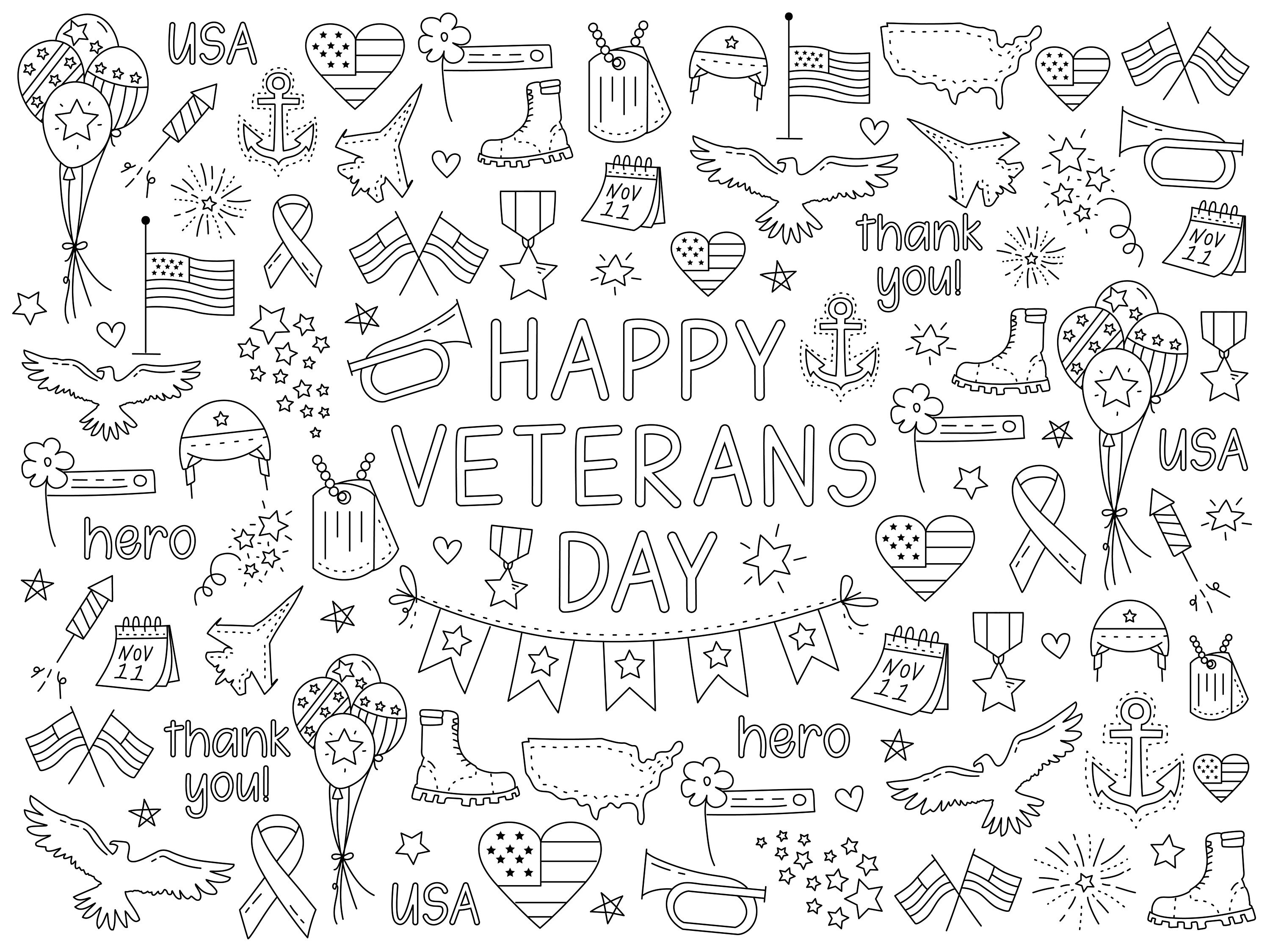 Jumbo veterans day coloring page coloring page banner military coloring pages large coloring poster for school veterans day thank you