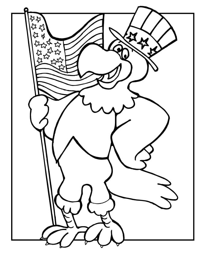 Happy veterans day with eagle coloring page