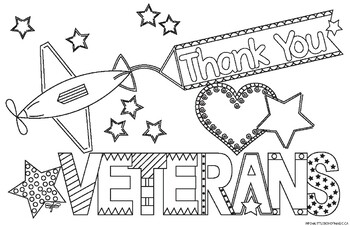 Veterans day doodle coloring page by little box of magic tpt