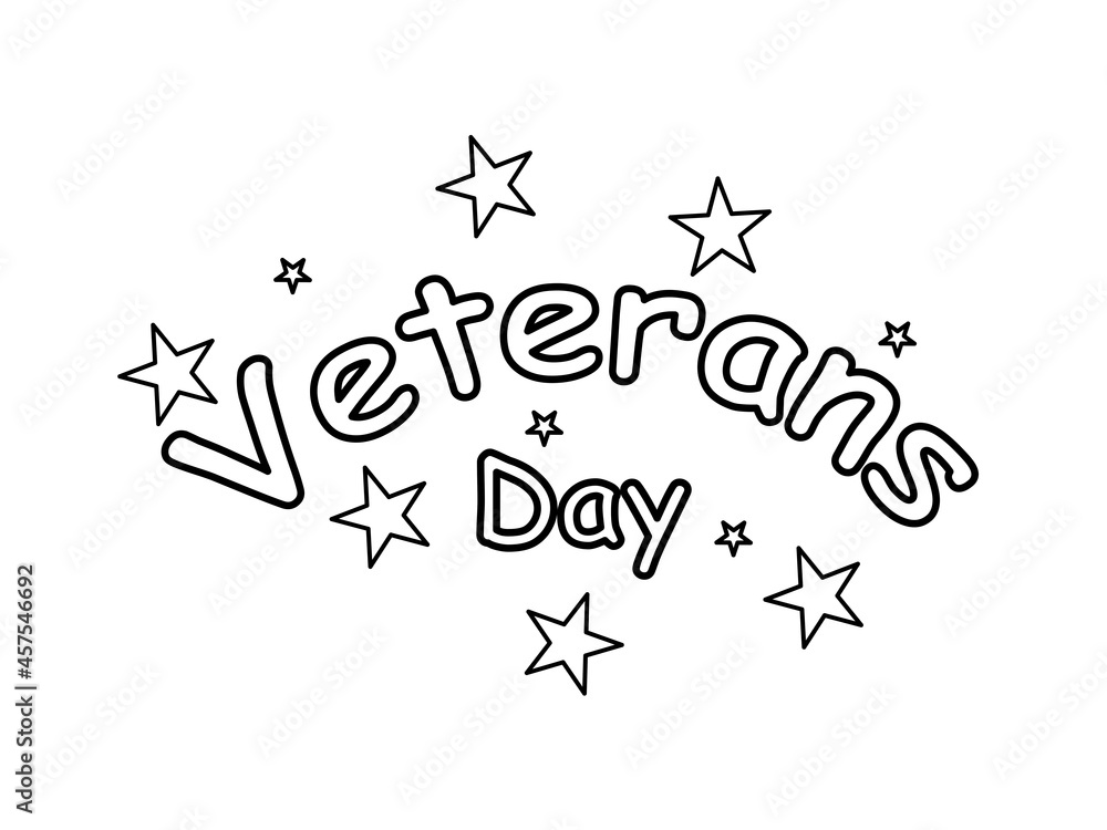 Veterans day holiday coloring book text coloration page for kids or adult vector illustration modern vector