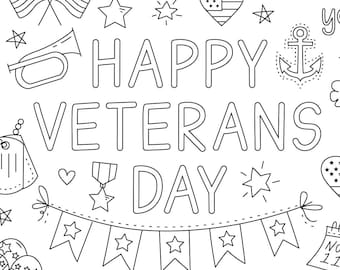 Jumbo veterans day coloring page coloring page banner military coloring pages large coloring poster for school veterans day thank you