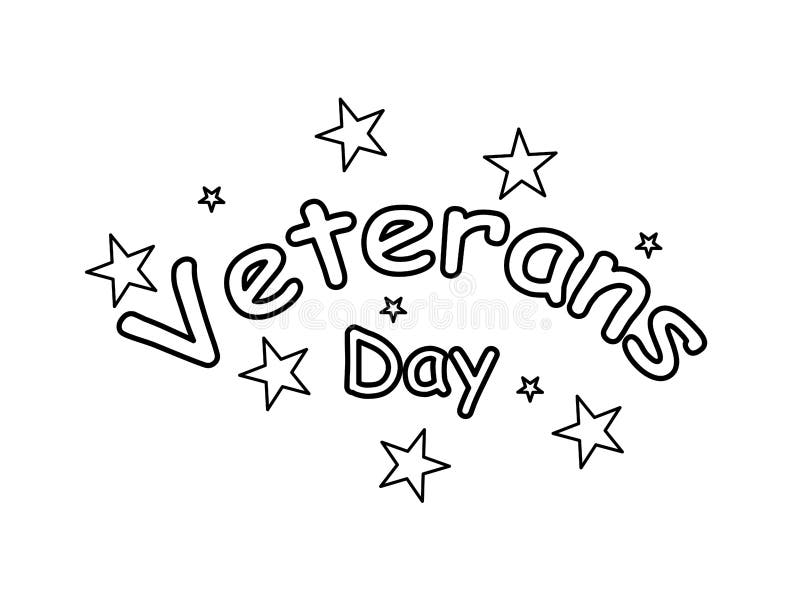 Veterans day holiday coloring book text coloration page for kids or adult vector illustration modern stock vector