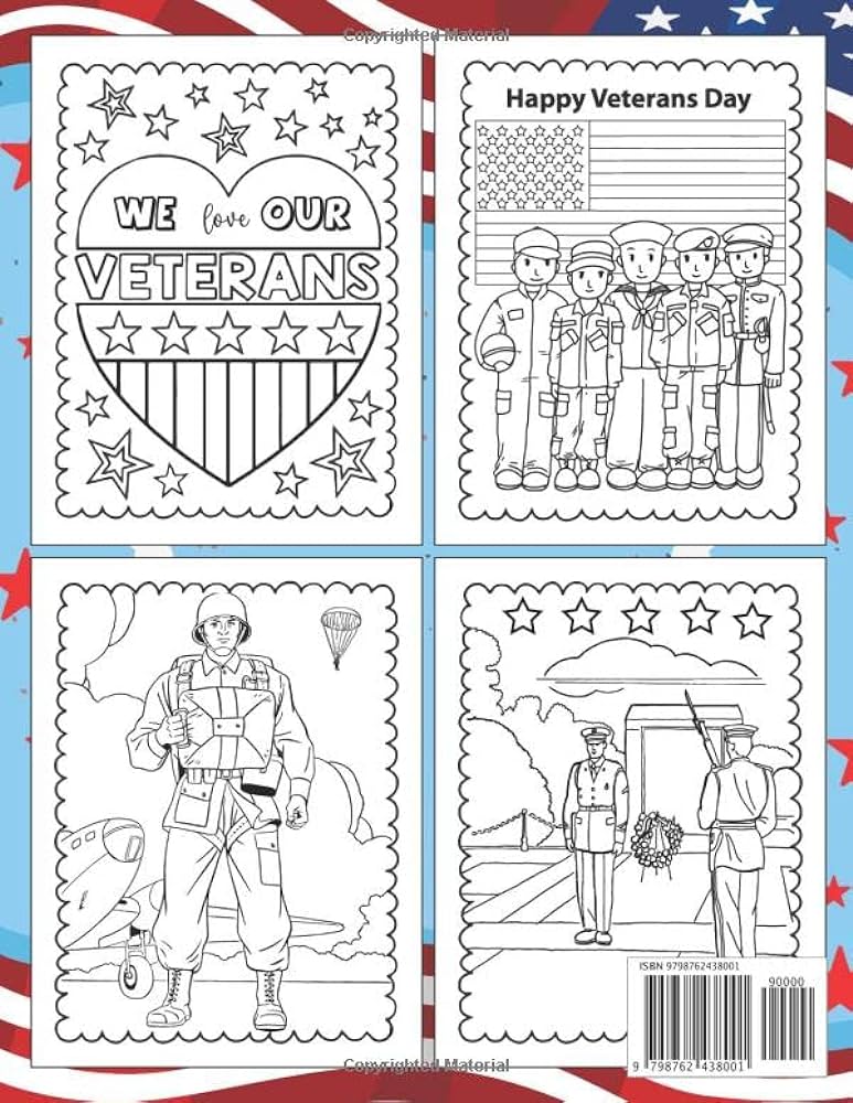 Veterans day coloring book for kids coloring pages to say thank you and honoring our soldiers and all who serve fun easy relaxation and stress relieving for children publication randy martin