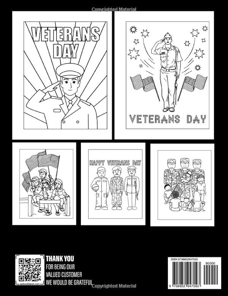 Happy veterans day coloring book military coloring pages for honoring veterans heroes with veteran day for children kids amy flag parade and more perfect gift for happy day lamb rachel