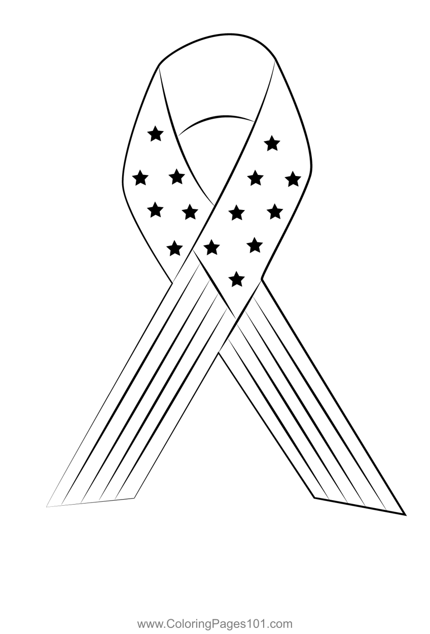 H i v ribbon coloring page for kids