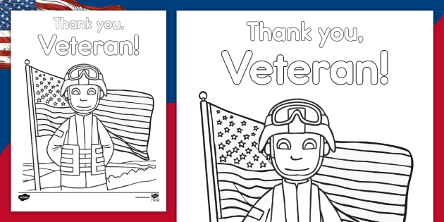 Free thank you veteran coloring page