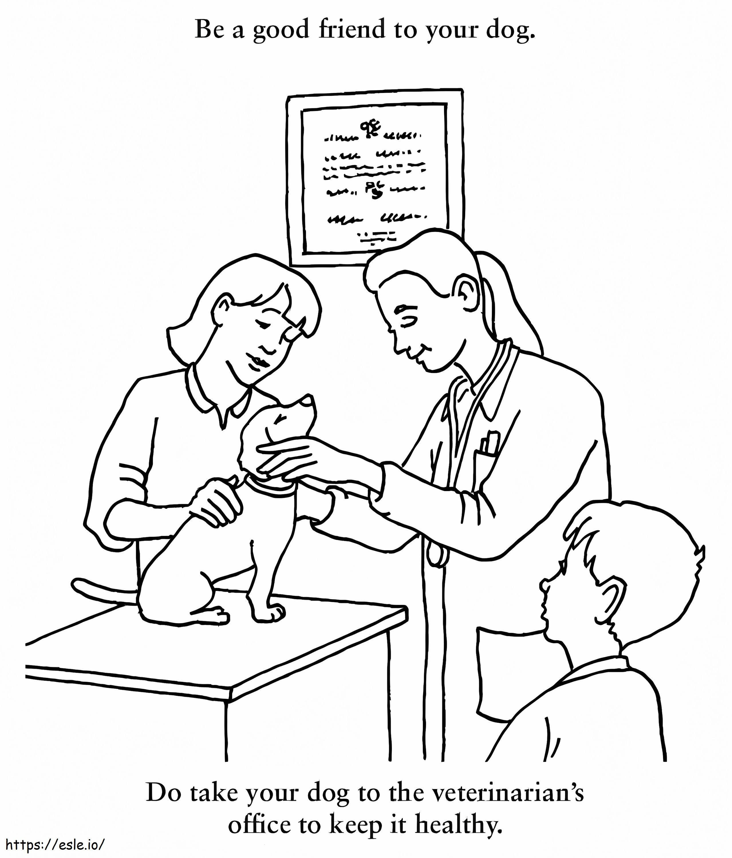 Dog friend veterinarian coloring page