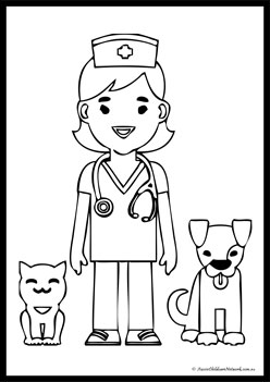 Vet clinic colouring pages