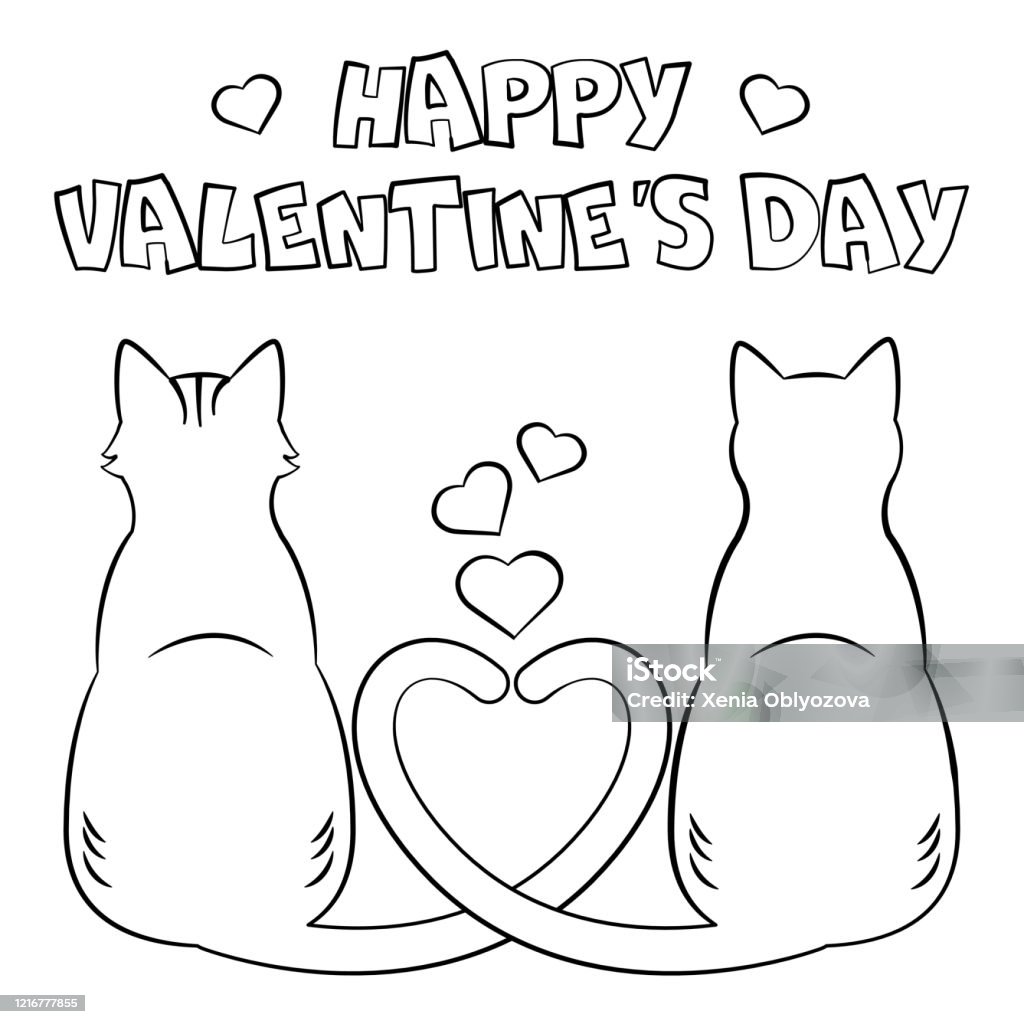 Coloring page happy valentines day stock illustration