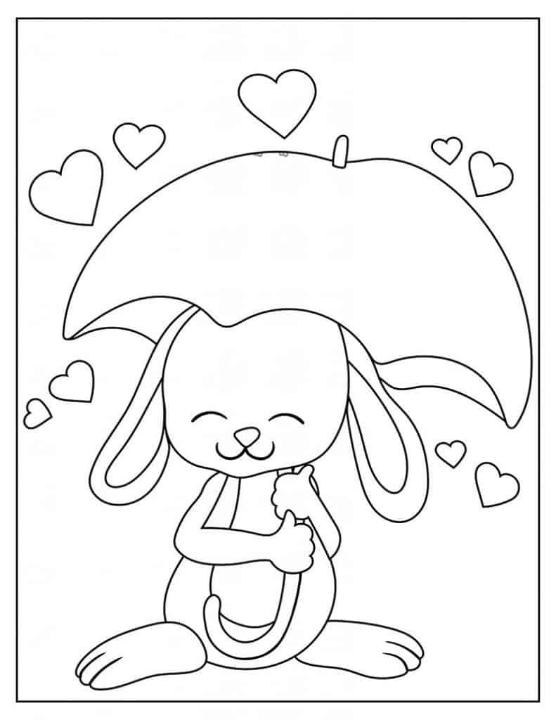 Cute animal coloring pages for valentines day