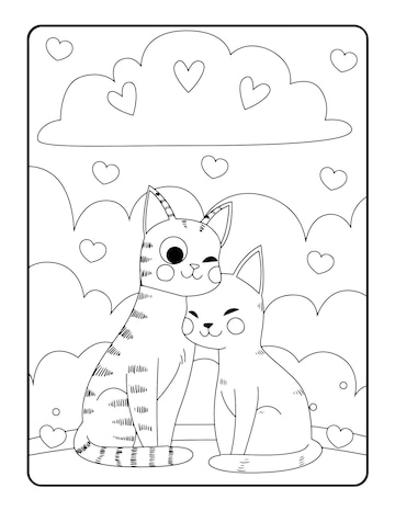 Premium vector christmas winter coloring valentines day coloring pages for kids love coloring page coloring book