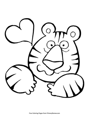 Tiger in love coloring page â free printable pdf from