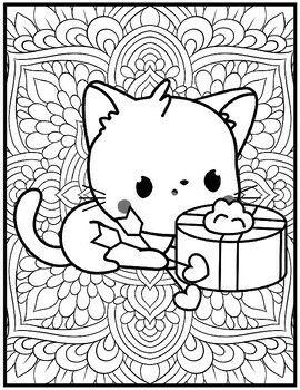 Cat valentines day coloring pages mindfulness coloring sheets by qetsy