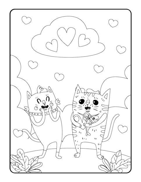 Premium vector christmas winter coloring valentines day coloring pages for kids love coloring page coloring book