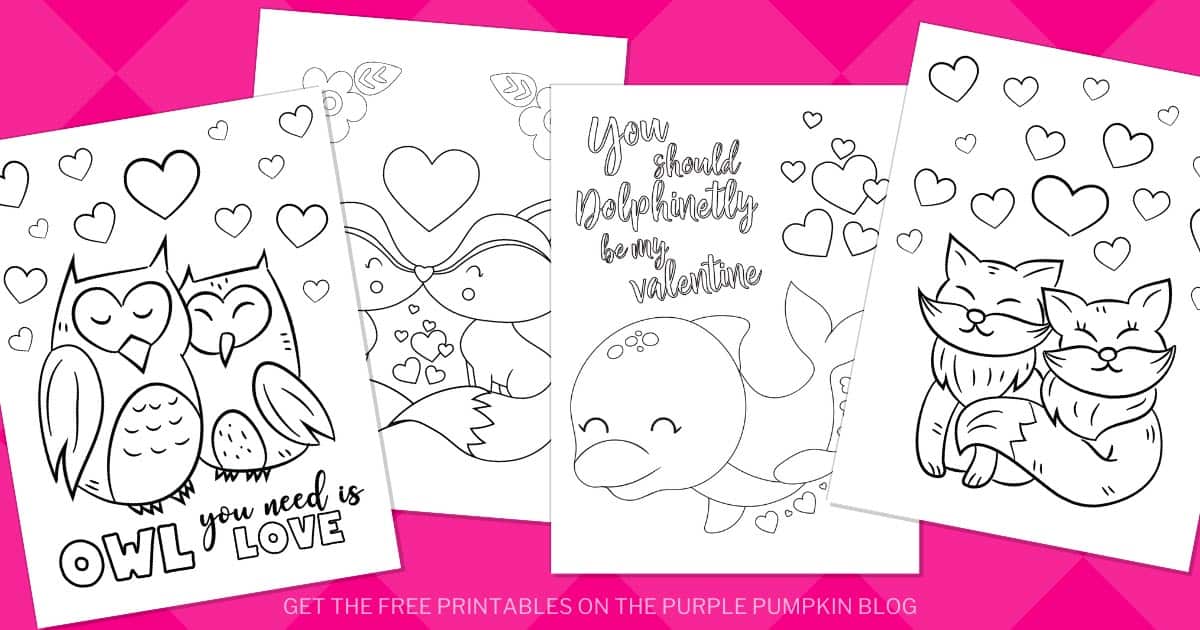 Free printable valentines day animals loring sheets