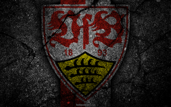 Download wallpapers stuttgart logo art bunsliga soccer football club vfb stuttgart asphalt texture for sktop free pictures for sktop free vfb stuttgart vfb vfb stuttgart logo