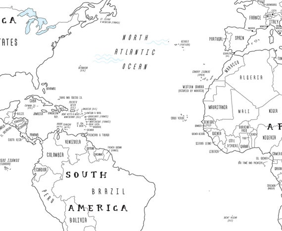 Color en el mapa de viajes del mundo pãgina grande para colorear para adultos calanãa de