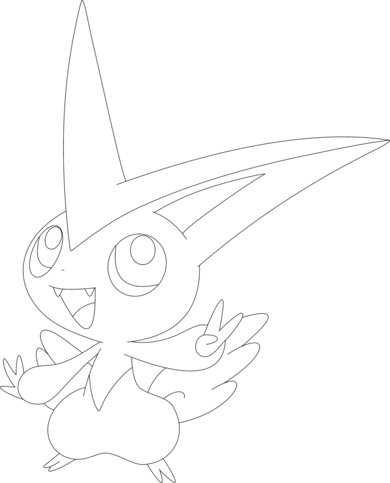 Lineart of victini by inukawaiilover on