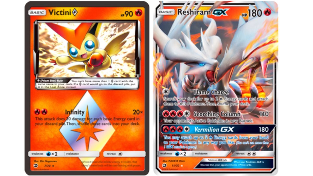 The cards of pokãmon tcg dragon majesty part victini reshiram