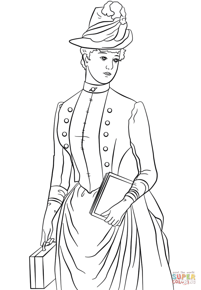 Victorian lady coloring page free printable coloring pages