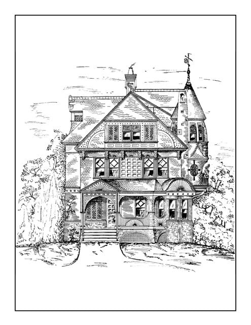 Vintage homes adult coloring book classic victorian houses