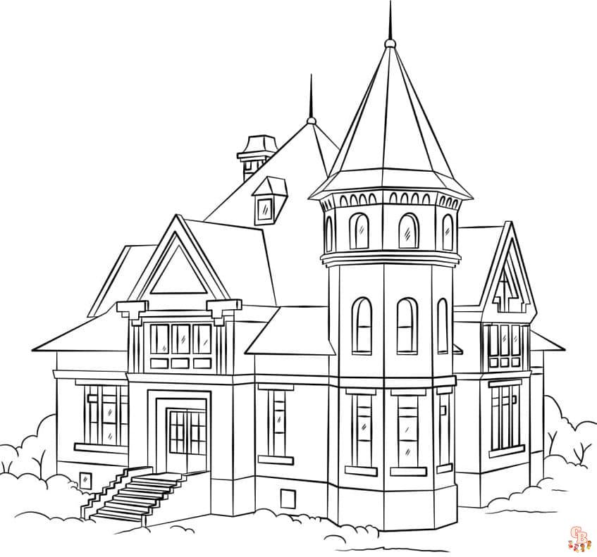 Prinatble mansion coloring pages free for kids and adults