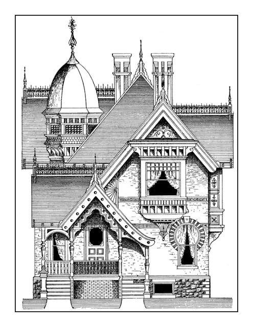 Vintage homes adult coloring book classic victorian houses