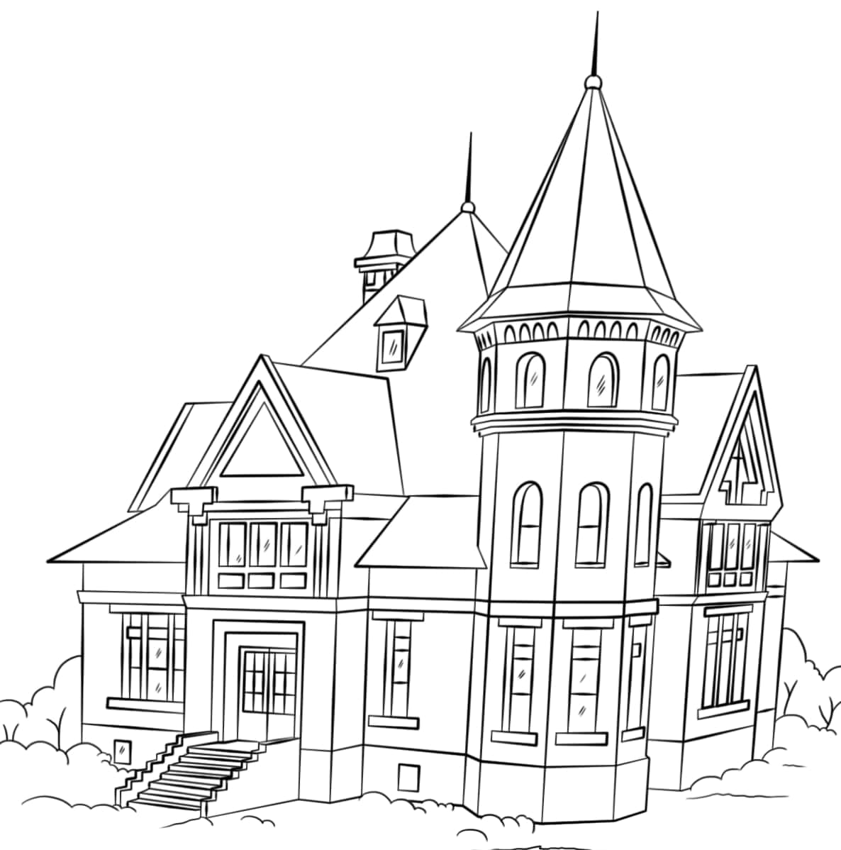 Download a colorful house ready to color