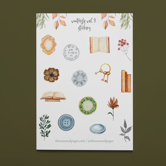 Printable vintage vol sticker set â the seasonal pages