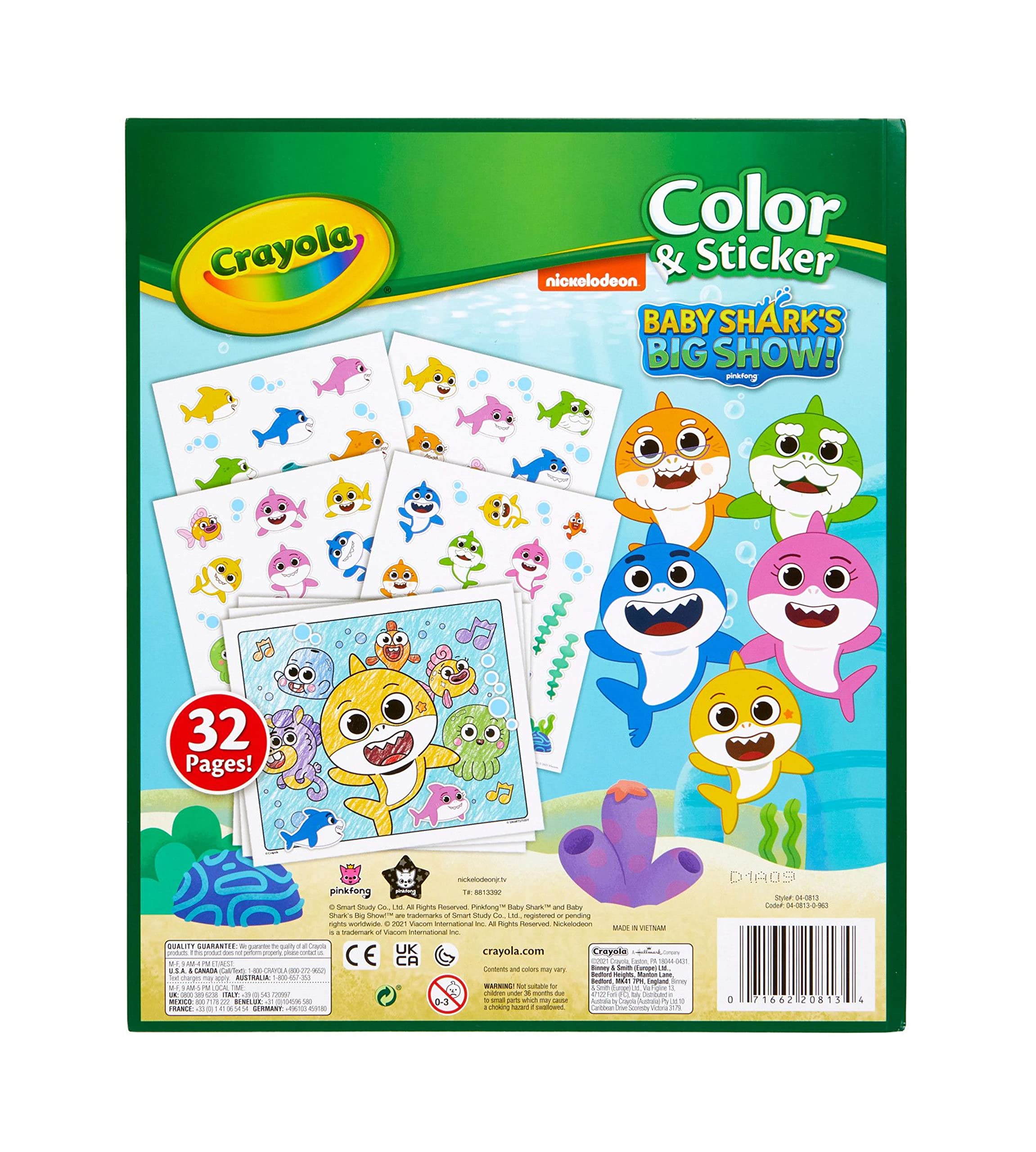 Crayola baby shark colorg pages and stickers gift for kids ages color sticker toys games