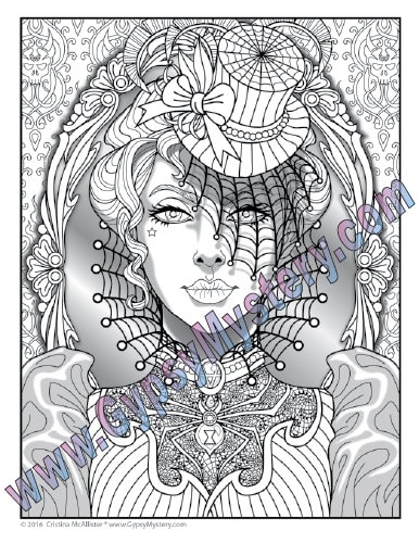 Single coloring page victorian witch from the magical beauties collection download print color