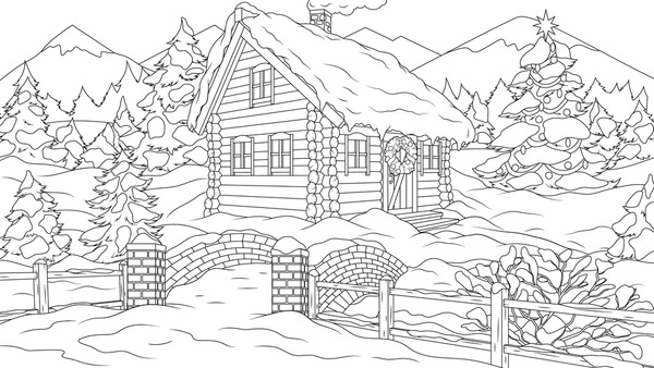 Thousand christmas house coloring book royalty