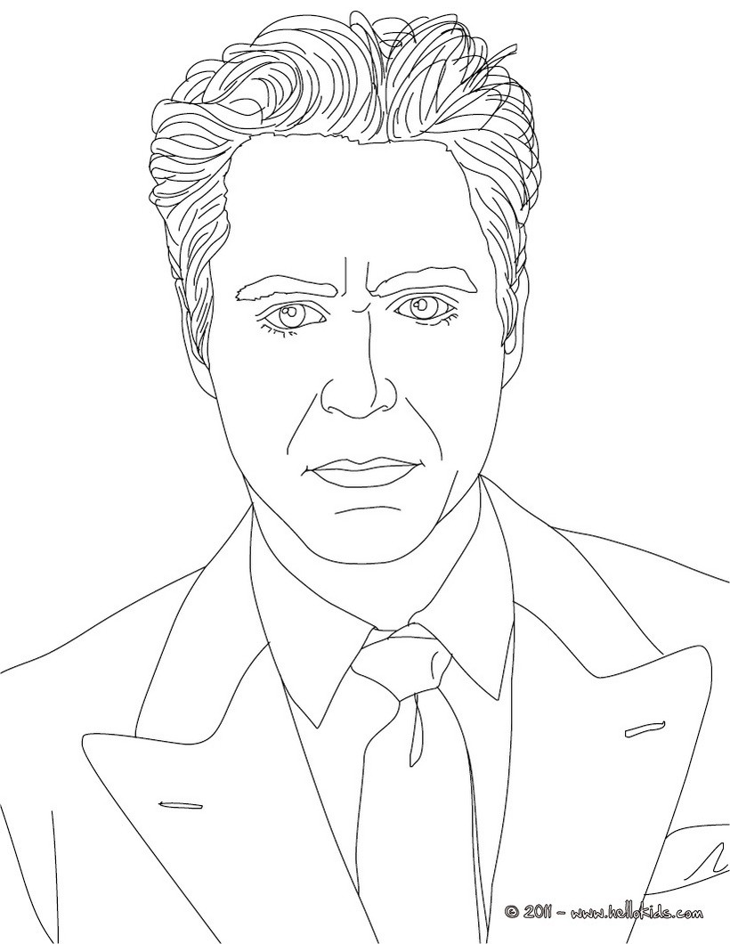 Robert downey junior american actor coloring pages