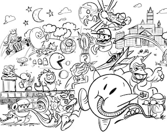 Printable video game coloring page
