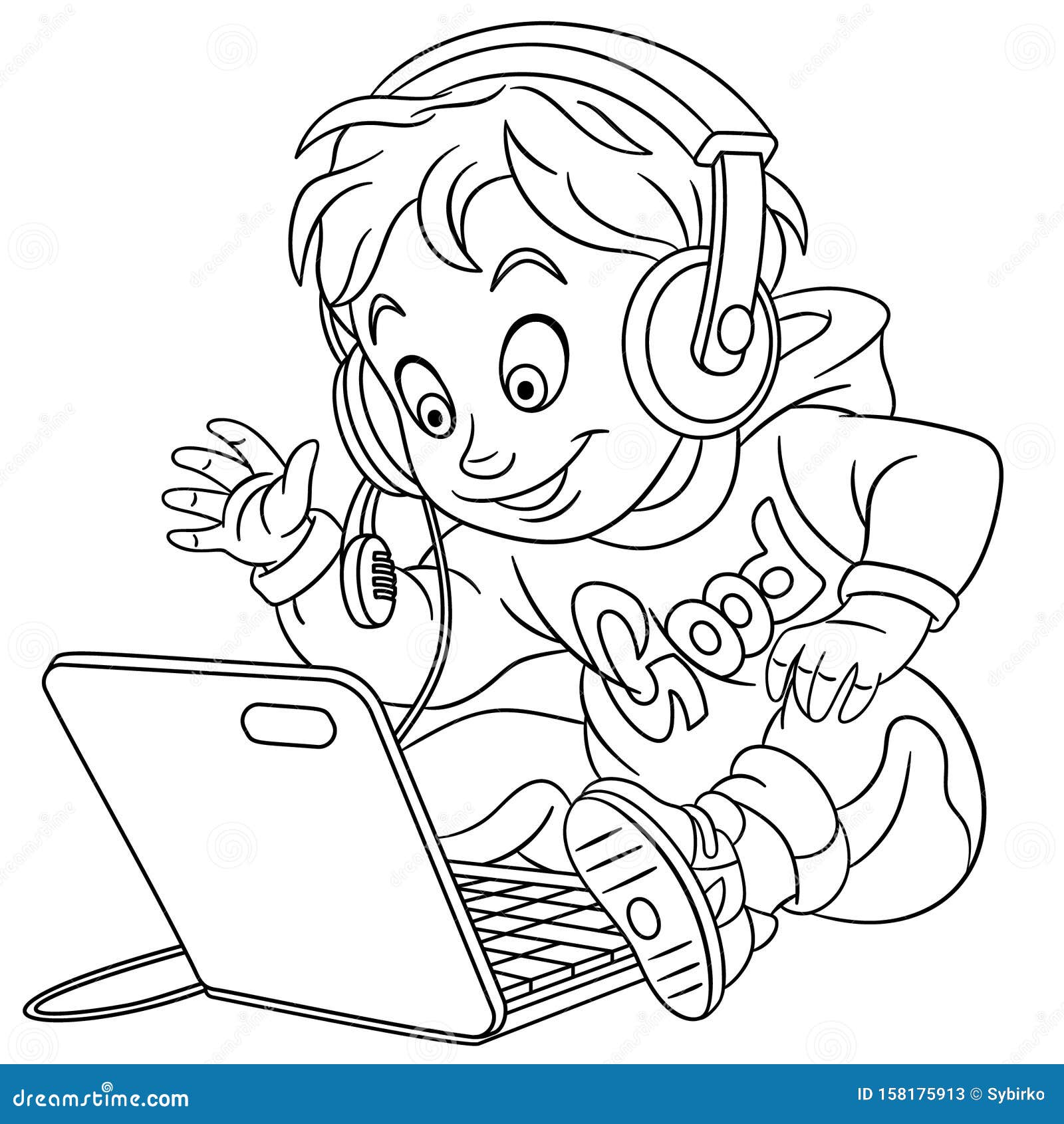 Coloring page with video cyber e
