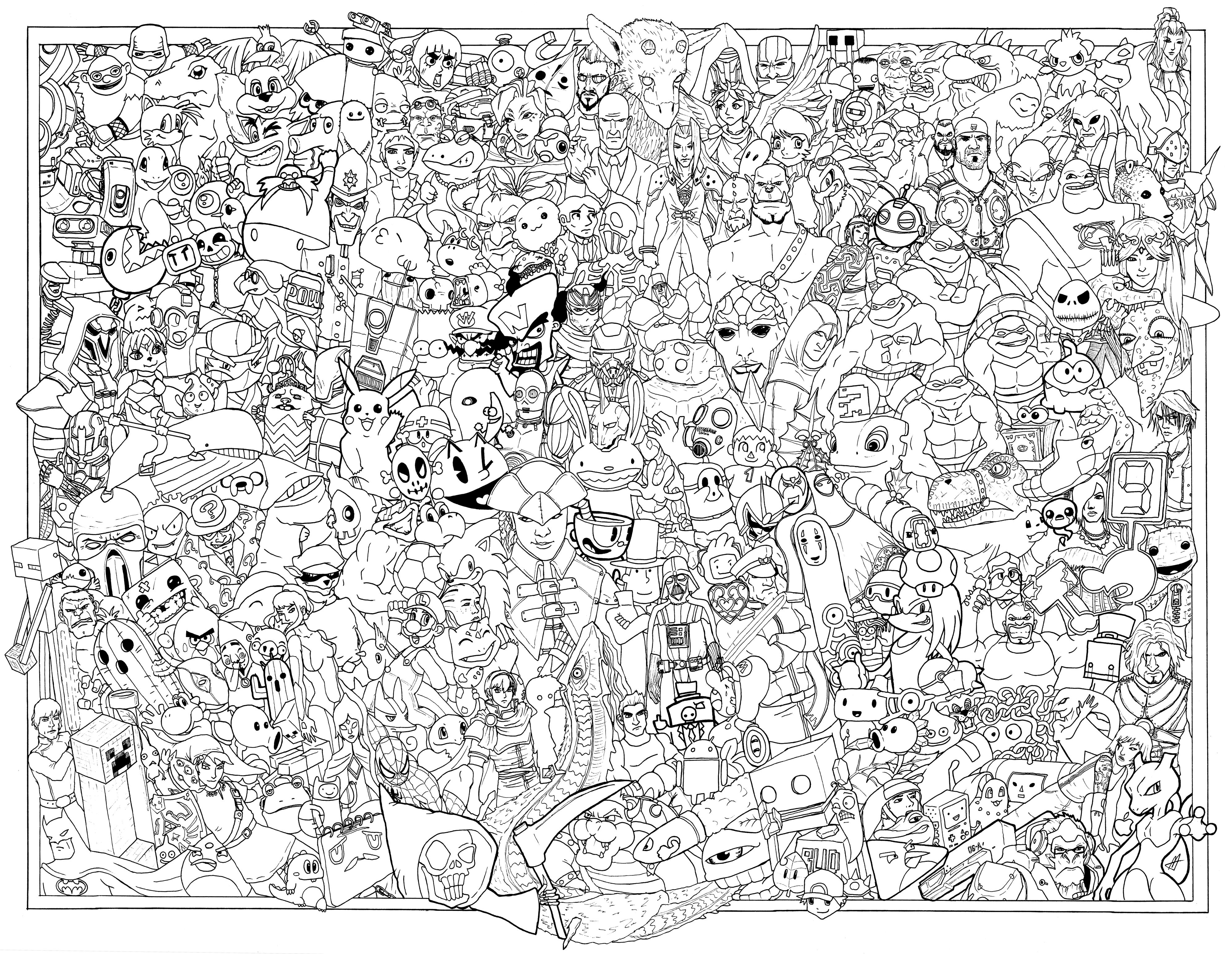 Video game coloring poster by austin alander