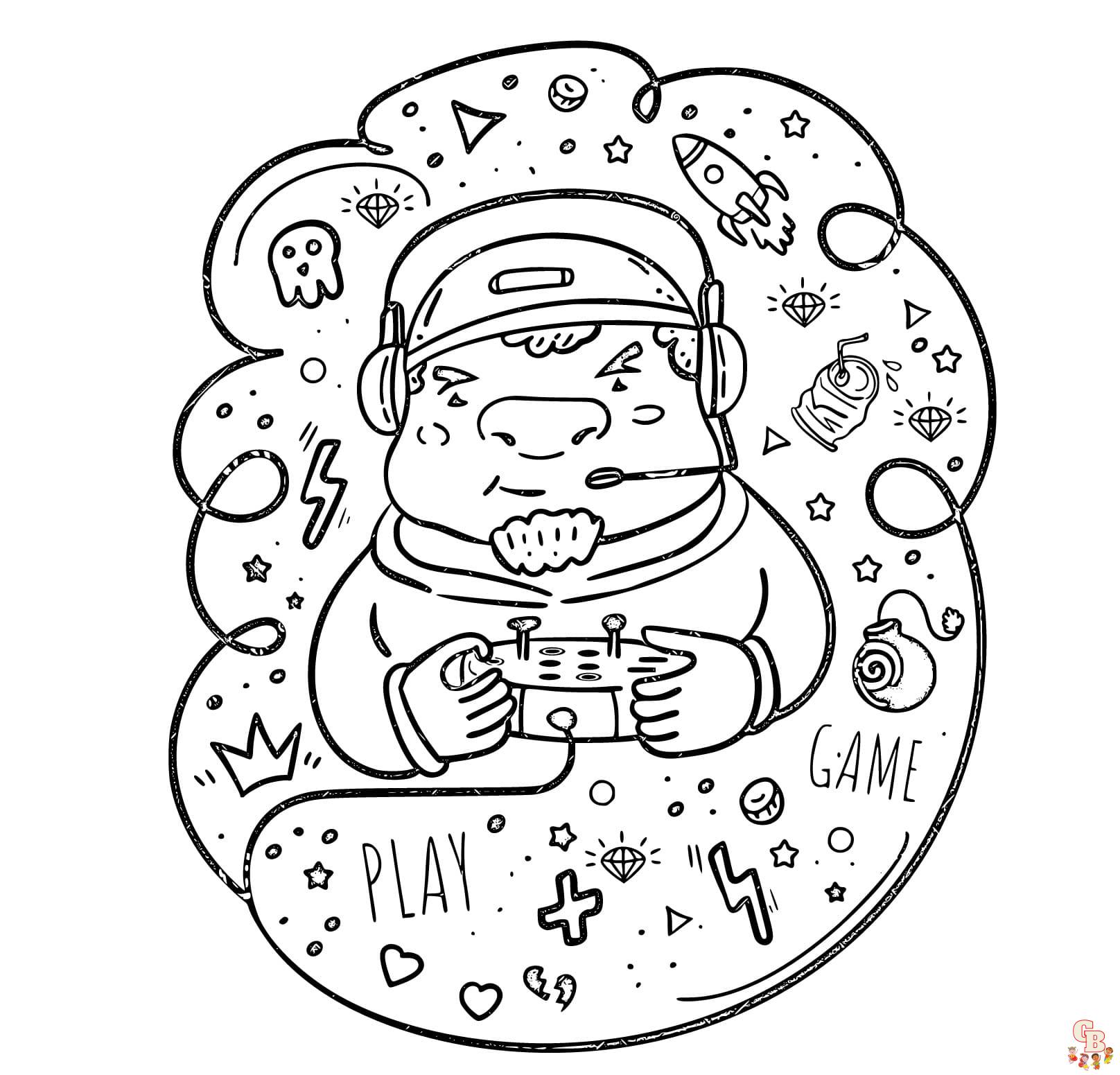 Printable gaming coloring pages free for kids and adults