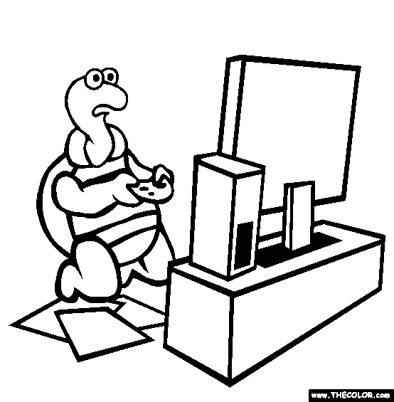 Turtle the videogae tester online coloring page