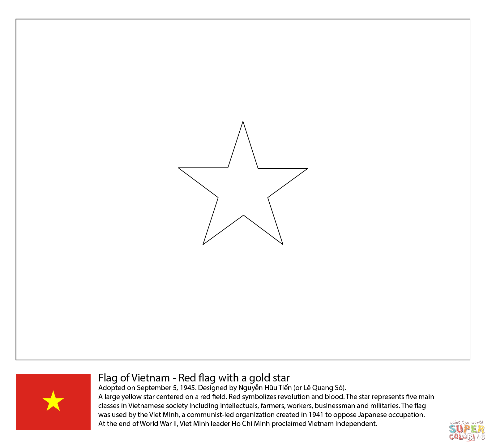 Flag of vietnam coloring page free printable coloring pages