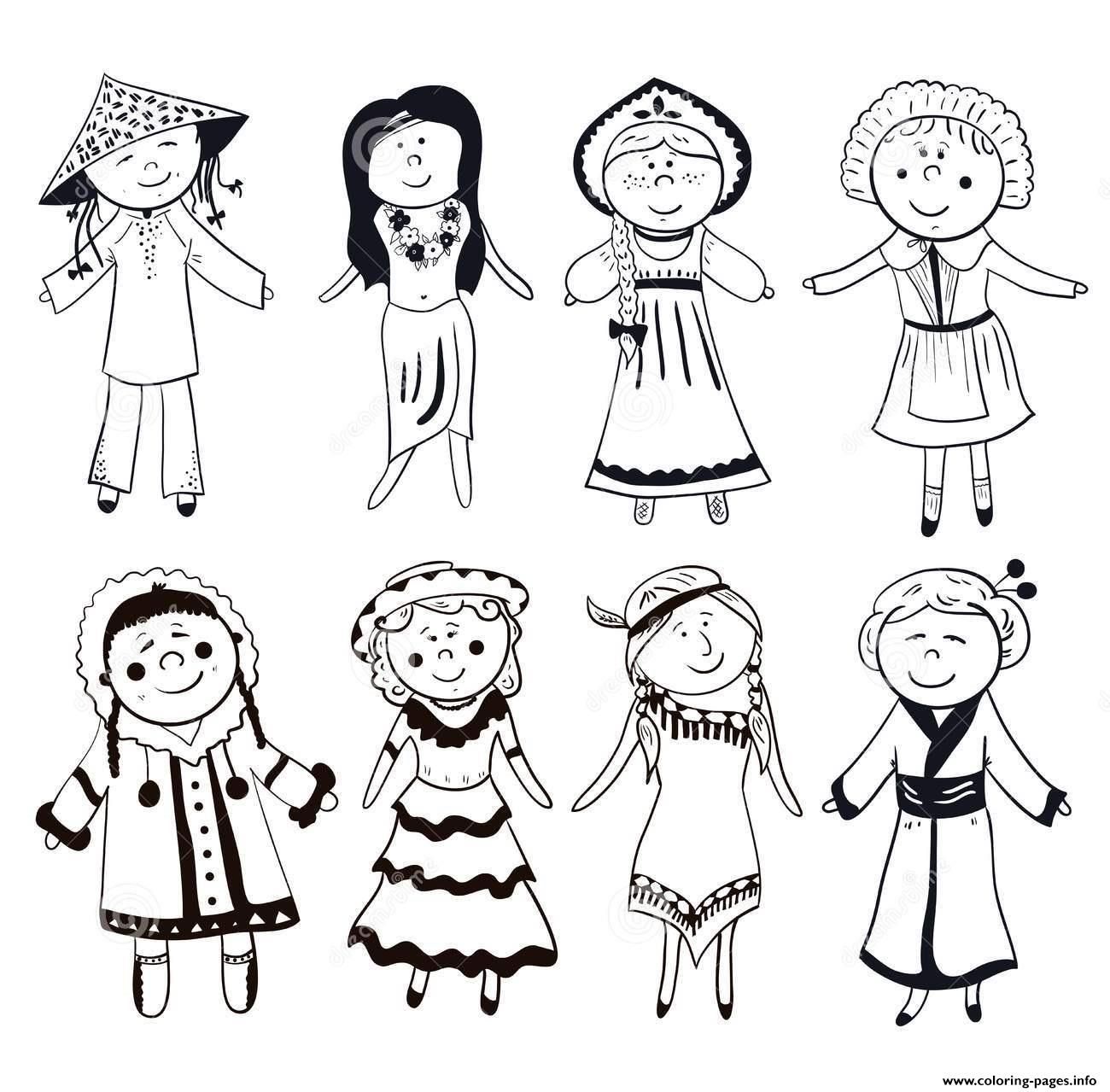 Diversity coloring pages coloring pages vietnamese traditional dress black and white