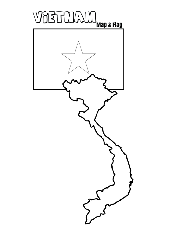 Vietnam map and flag fãrbung seite