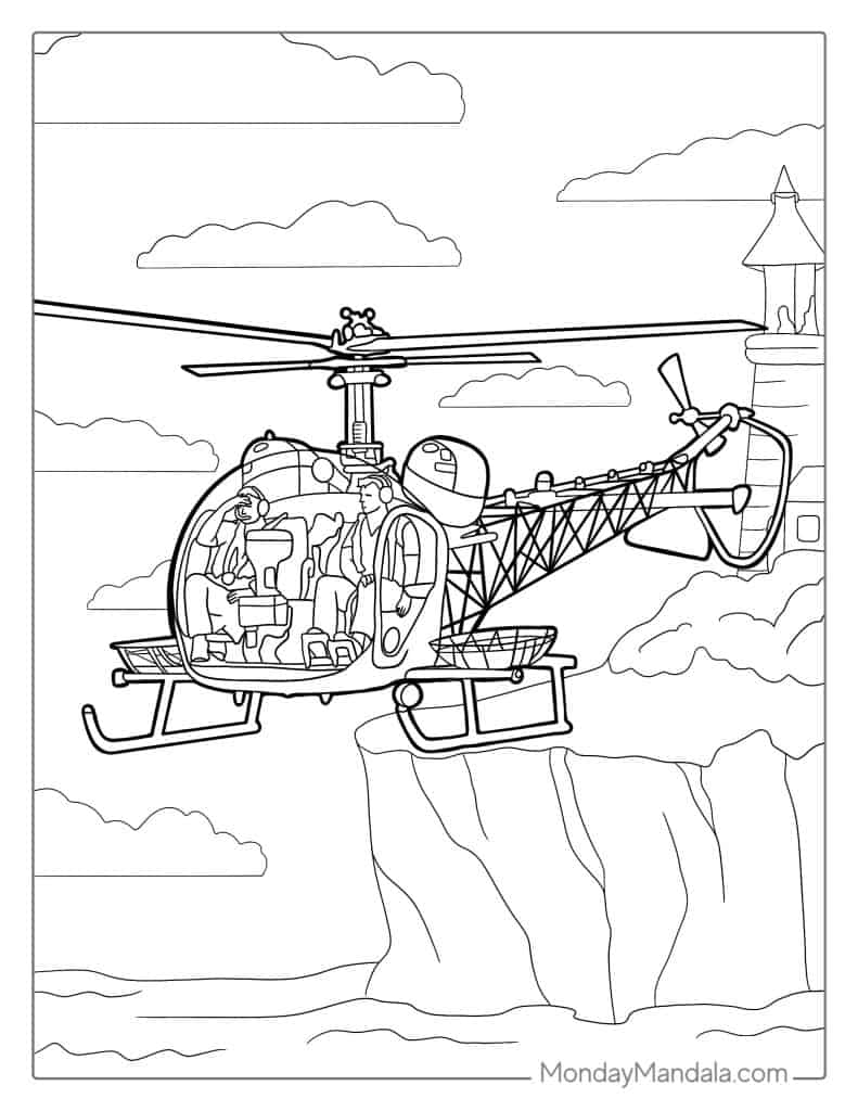 Helicopter coloring pages free pdf printables