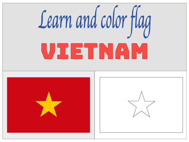 Vietnam national flag coloring book for education and learning original colors and proportion simply vector illustration from countries flag set stock illustration